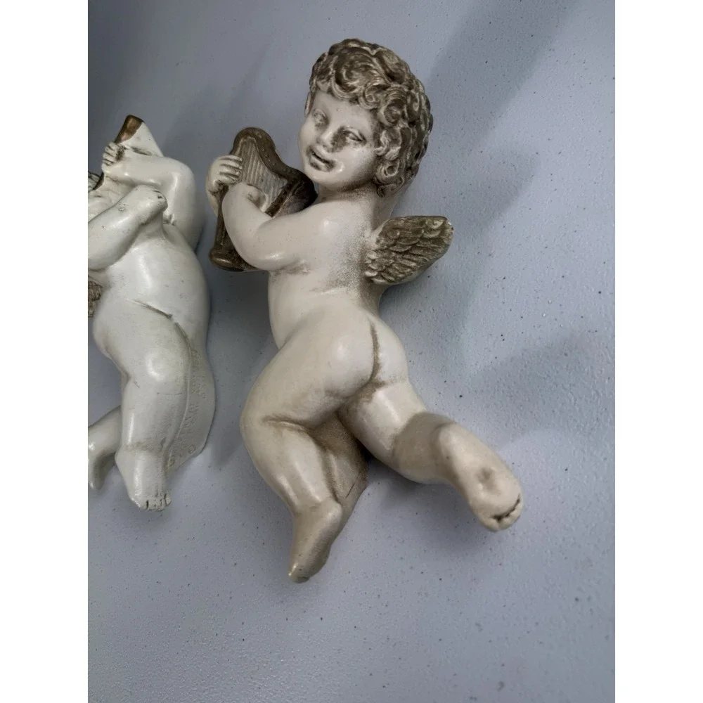 Vintage Universal Statuary Corp Chicago 1958 Cherub Angels Set 2 Wall Hanger 💛